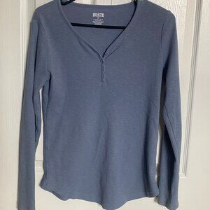 Duluth Trading Co. Women's XS Makers Studio Cotton Rib V-neck Long Sleeve Henley